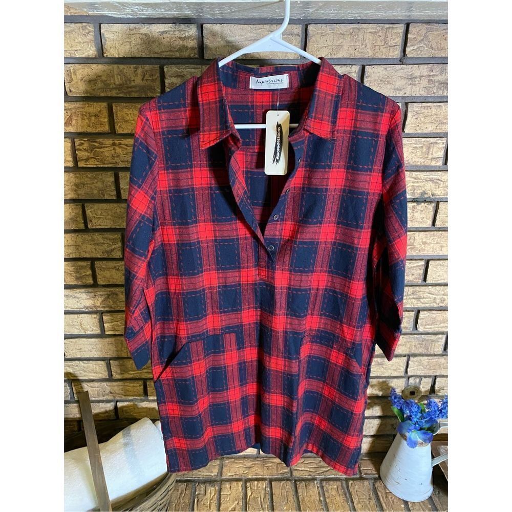 Nwt Impressions 1/4 Button Flannel